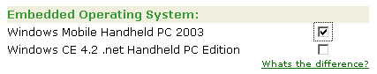 OEM Operating System Selection Image - Windows Mobile HPC 2003 or CE 4.2 .net